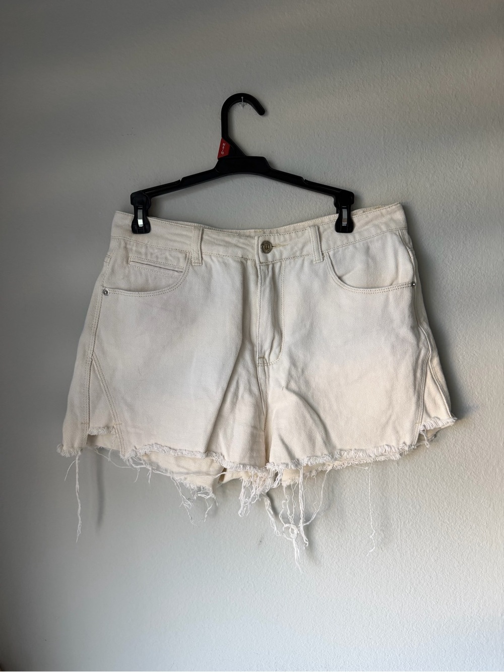 Women's White Frayed Denim Shorts